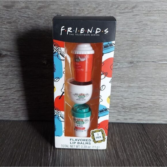 FRIENDS Flavored Lip Balm Gift Set Strawberry Frappe Black Coffee Vanilla Latte - Picture 1 of 3